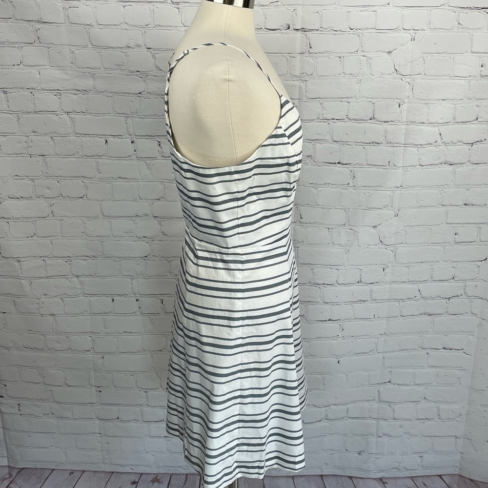 Banana Republic Factory Store White/Gray Striped Sundress Spaghetti Straps 12 - Picture 5 of 10